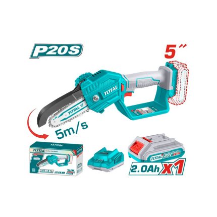 Total Κλαδευτικό Αλυσοπρίονο Μπαταρίας 1x2Ah 20V 1.66kg Με Λάμα 13cm (TGSLI20581)