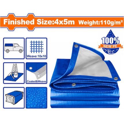 Wadfow Αδιάβροχος Μουσαμάς 110gr/m2 4X5m (WTQ1845) Mπλε