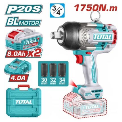 Total Επαγγελματικό Μπουλονόκλειδο Μπαταρίας Li-ion 20V / 1750Nm / Μπαταρίες 2x8Ah (TIWLI20175E)