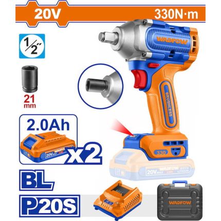 Wadfow Brushless Μπουλονόκλειδο Μπαταρίας 20V 2x2Ah 1/2"