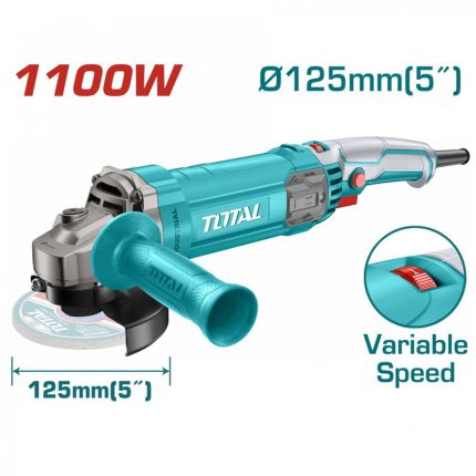 Total Γωνιακός Τροχός Ρυθμιζόμενων Στροφών Ø125mm 1100W (TG110125565E)