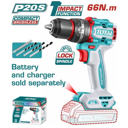 Total Κρουστικό Δραπανοκατσάβιδο Μπαταρίας Solo Brushless 20V TIDLI206681