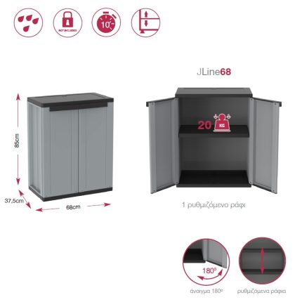 Ντουλάπα πλαστική JLine 68 - 2φυλλη 68cmx37,5cmx85cm Italy